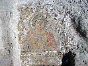 At the roman mosaic villa discovered portrait of the Goddess of Happiness