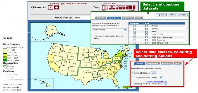 Figure 5: U.S. Census Bureau’s On-Line Mapping Resources: building complex Web-GIS thematic maps