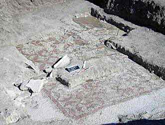 At the excavations discovered roman mosaic villa