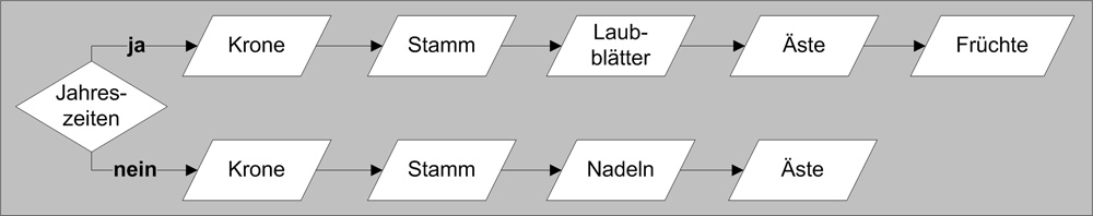 Prototypische Merkmalshierarchie der Objektkategorie Baum. 