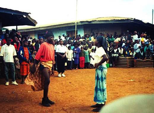 Performance at the Binka market square